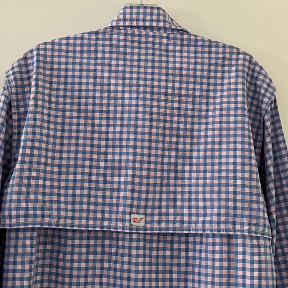 Vineyard Vines Harbor Shirt blue & pink check men’s small - Picture 8 of 10